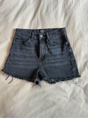 BDG Black High-Rise Frayed Hem Denim Shorts